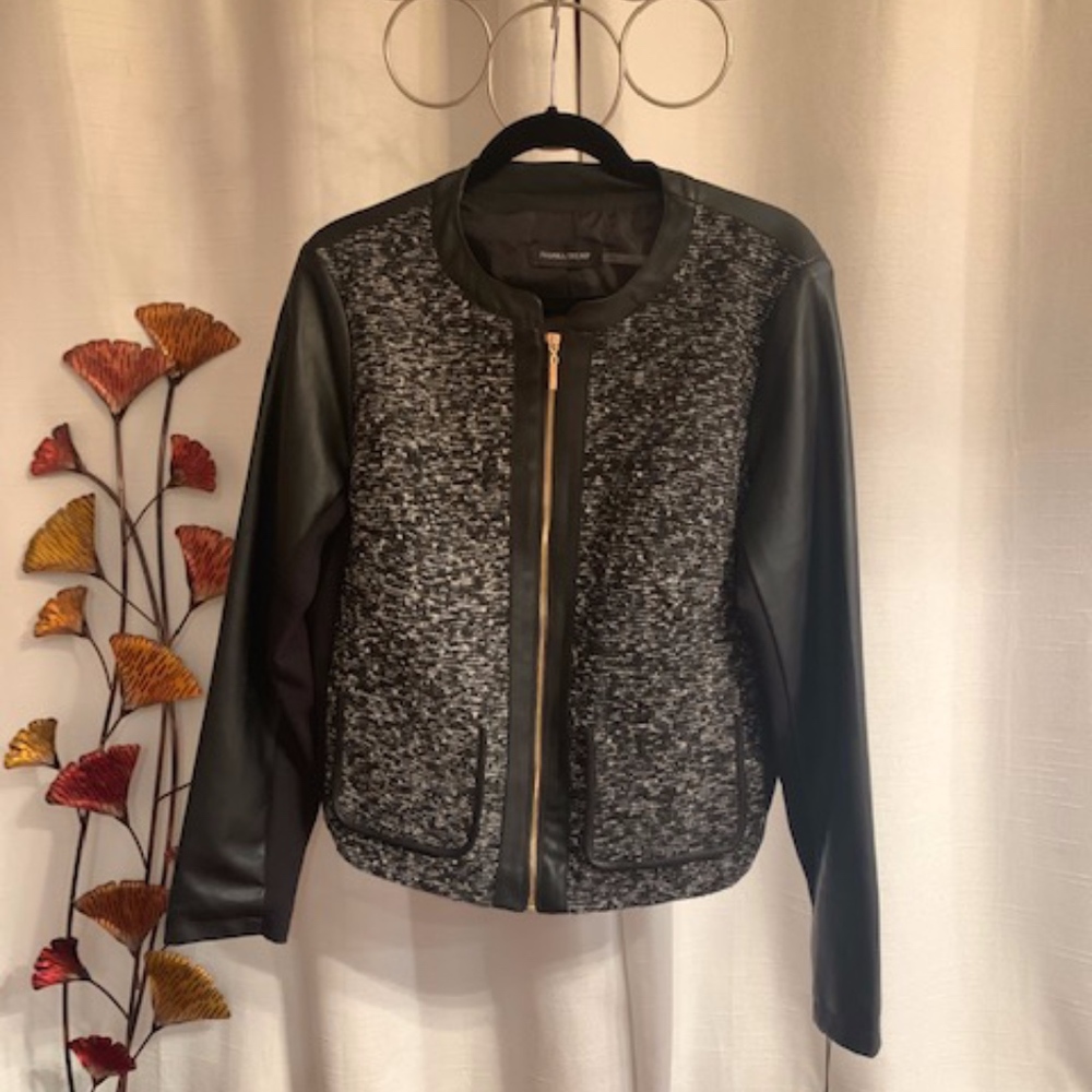 Ivanka Trump Tweed and Faux Leather Jacket NWT